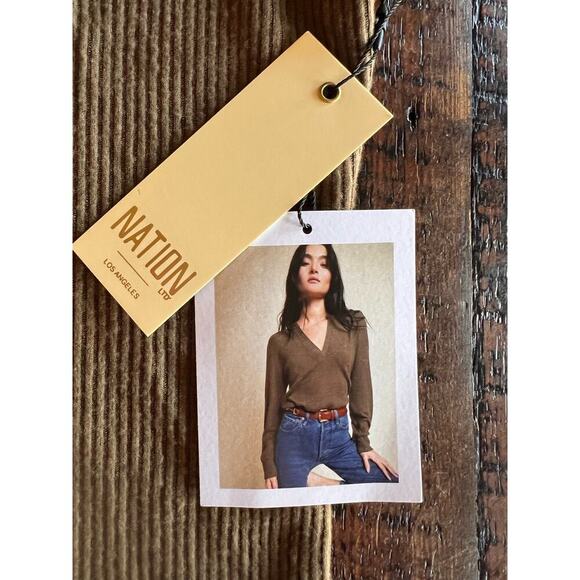 Nation Limited Oversized Long Sleeved V neck Danna Ribbed Top Revolve br… - Picture 3 of 9